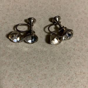 Nemo silver tone rhinestone screw back earrings